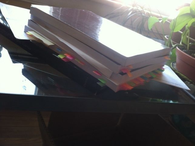 Stack of edited copies of my novel.